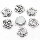 Новинка 40 шт. 18 мм Серебряная роза цветок с плоской задней поверхностью кавайный кабошон с плоской задней поверхностью каучук Сделай Сам Рукоделие свадебное украшение