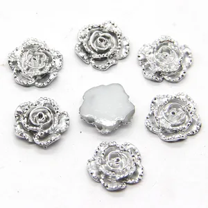 Новинка 40 шт. 18 мм Серебряная роза цветок с плоской задней поверхностью кавайный кабошон с плоской задней поверхностью каучук Сделай Сам Рукоделие свадебное украшение