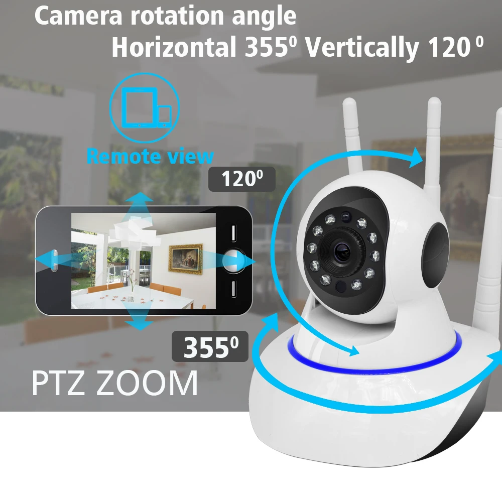 OUERTECH двухсторонняя аудио 720P вращающаяся умная Wi Fi камера безопасности PTZ