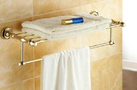 wall mounted polished gold color brass bathroom large towel rail towel bar holder shelf bathroom accessory mba101
