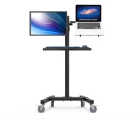 dual mount monitor holder laptop holder ps stand trolley sit stand work station floor stand moving cart