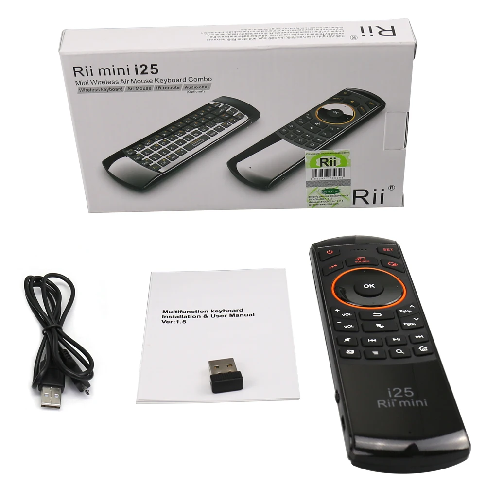 Оригинальная Беспроводная мини клавиатура Rii i25 2 4 ГГц Air Fly Mouse с ИК пультом