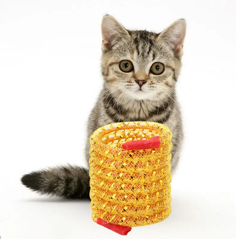 Прочная пружинная игрушка для домашних животных гибкая трубка цветные