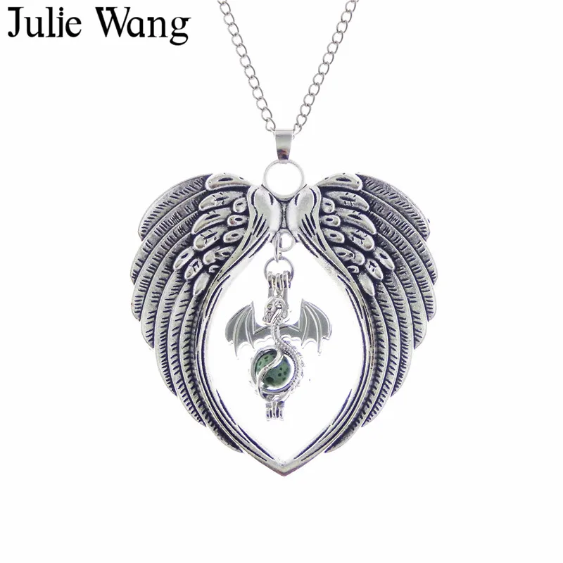 Julie Wang 1 шт. ожерелье с крыльями ангела для женщин сплав Дракона белый K диффузор