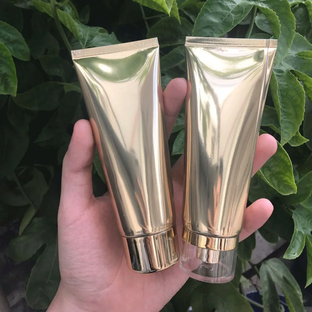 

300pcs 100m 100g Gold bronzing anodized Aluminum Plastic Hose Soft Tube Empty Cosmetic bottle For Cream Lotion Facial Cleanser