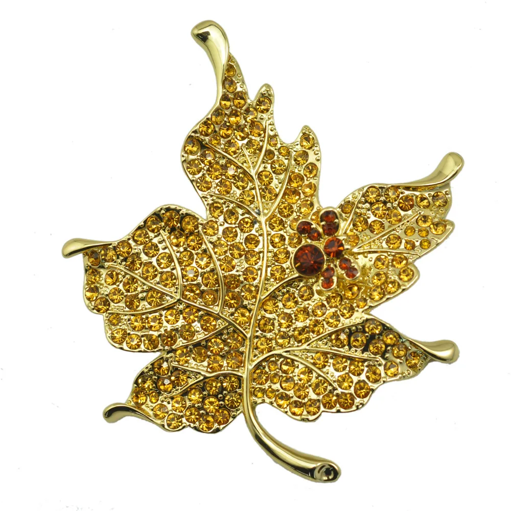 Модная женская брошка DH0003 с кристаллом в виде кленового листа 6 видов цветов|brooch