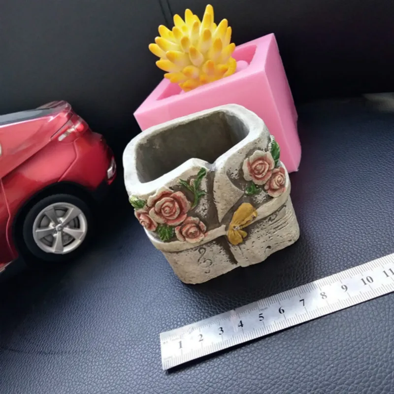 

Cement Silicone Pot Mold Handmade Craft Clay Mould for Succulants Cactus Plants Desktop Decorating Concrete Pot Mould