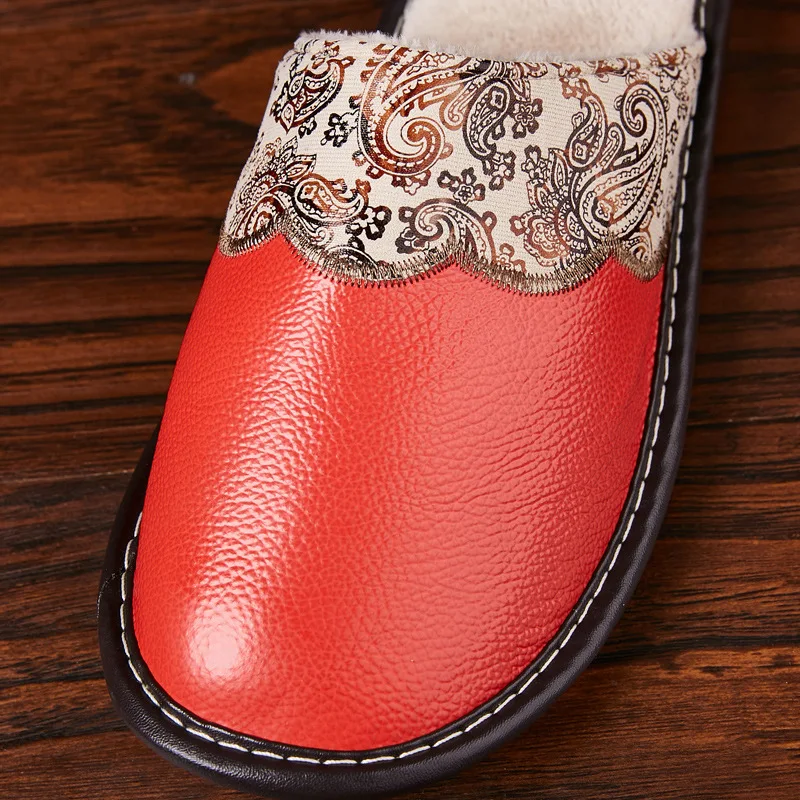ST SUPER TRADE Genuine Leather Women Soft Soles Non-slip Home Slippers Winter Men Casual Plush Flat Heel Slip On Slides Shoes | Обувь