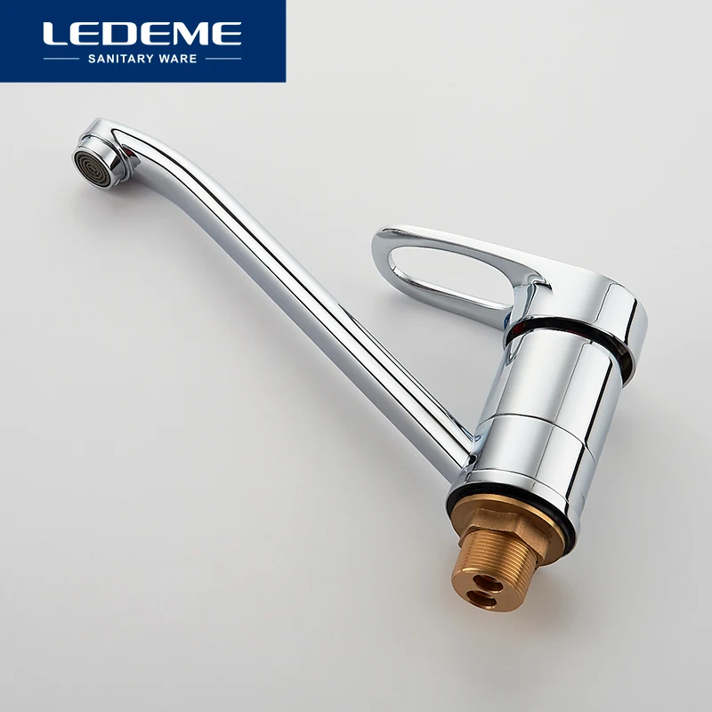 LEDEME Смеситель для кухни с гайкой латунь Цвет: хром L4904| |
