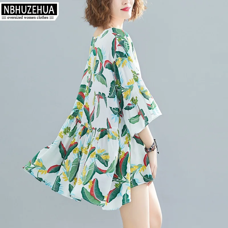 Женская хлопковая блуза с оборками свободный пляжный топ большого размера 4XL 5XL 6XL