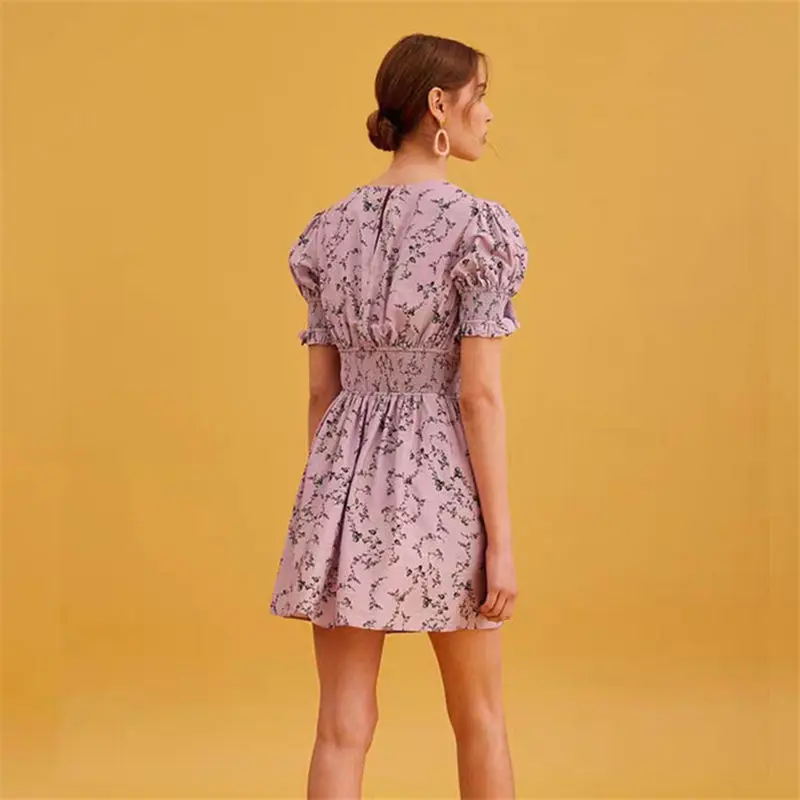 2019 Dress Sexy Celebrity Single-Breasted Mini Women ElegantShort Print V Neck Night Club Bandage Body con Party Wholesale | Женская
