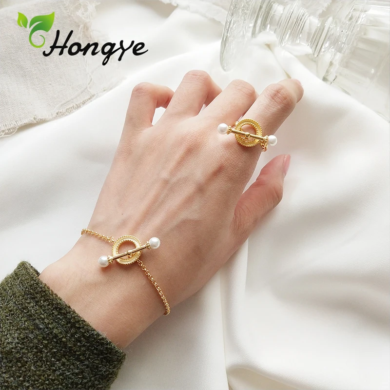 Hongye, шикарный женский браслет, новая мода, золотой цвет, натуральный жемчуг, на запястье, цепочка, регулируемая, серебро, 925, ювелирное изделие, подарки для девушек, браслет