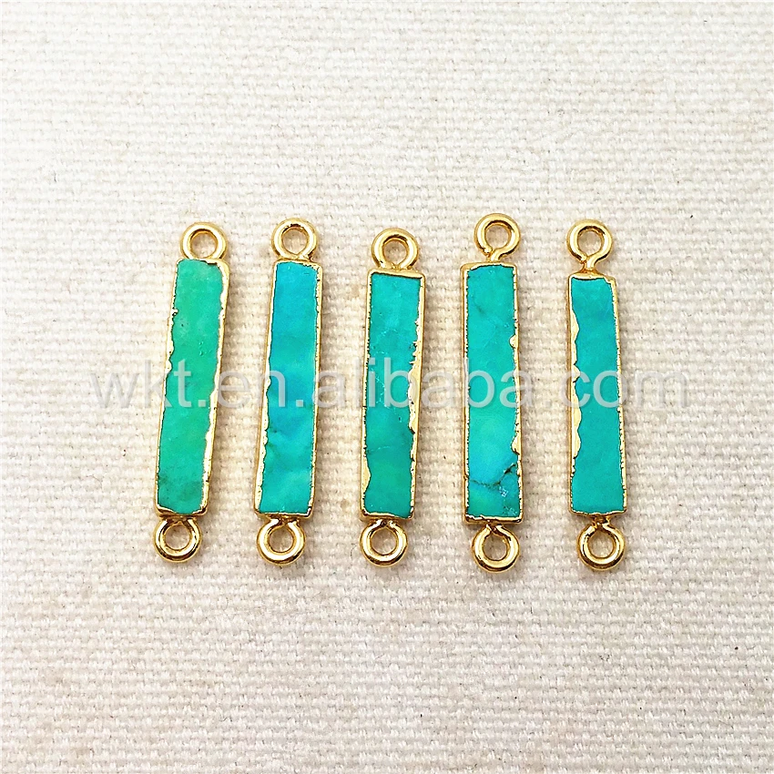 

WT-C154 Natural howlite Double Bar with 24k gold electroplated,Rectangle Natural Stone Connector for Jewelry Making