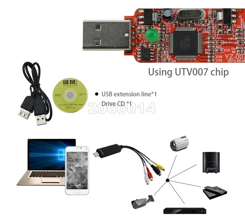 Синий чем USB 2.0 Аудио видео Захват EasierCAP UTV007 чипсет TV DVD VHS А. В. Аналоговый сигнал