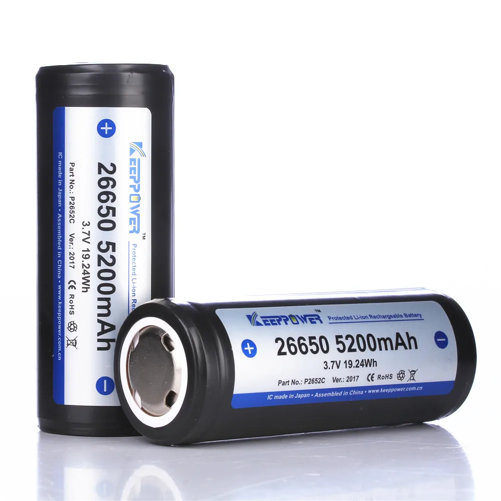 2 шт. Keeppower 26650 5200 мАч P2652C защищенная перезаряжаемая батарея с Xpower C1 умное зарядное