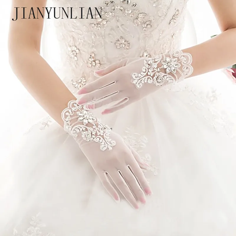 Перчатки Свадебные короткие из тюля цвета слоновой кости|bridal gloves|wedding glovesluvas para