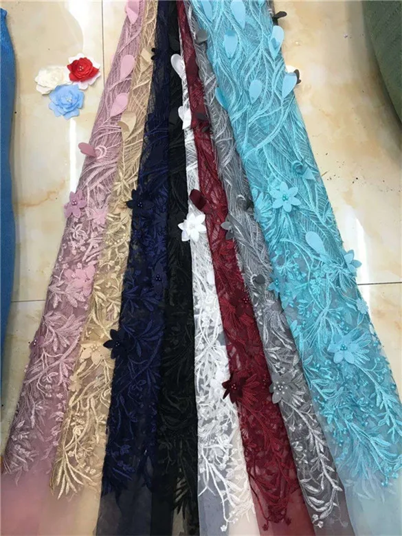 2019 Latest Black French African Lace Fabric High Quality Embroidered Tulle For beads Wedding Dress Green | Дом и сад
