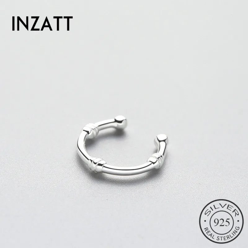 INZATT цельные серьги из настоящего серебра 925 пробы клипса геометрической формы