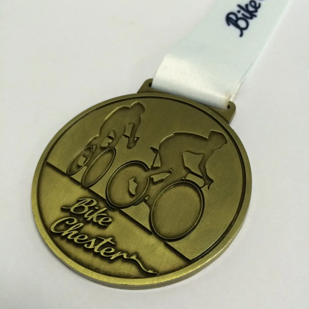 

custom bike medal of bicycle game with lanyard--50.8mm diameter--200pcs