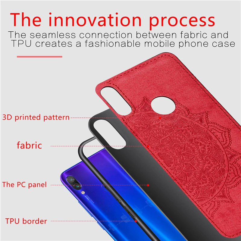For Xiaomi Redmi Note 7 Pro Case Fashion Fabric Shell Silicon Bumper Cloth+PC Phone Cover | Мобильные телефоны и