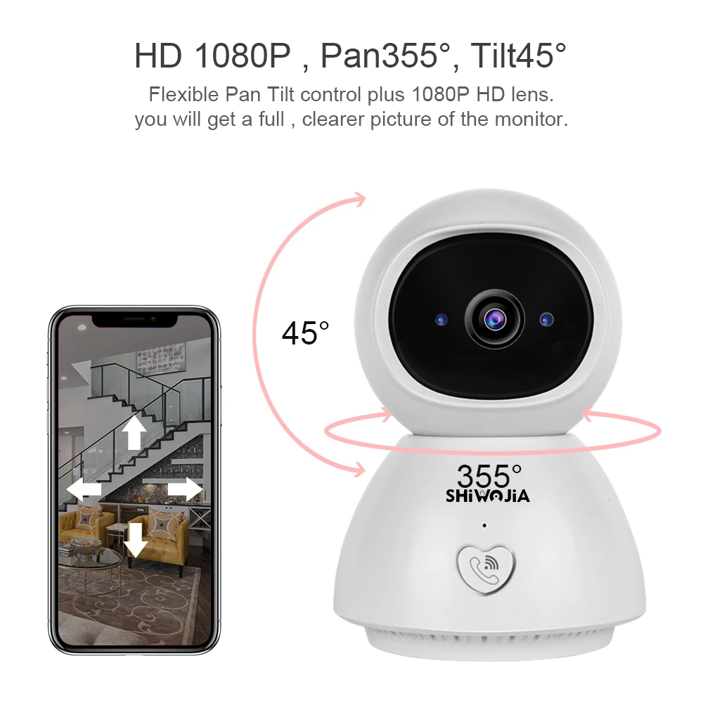 SHIWOJIA 1080 P один ключ вызова ip камера AI автоматическое отслеживание безопасности