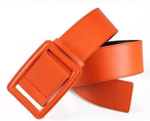 orange 5.5cm Популярный женский длинный кожаный ремень из лакированной кожи, Универсальный серый ремень с большой пряжкой в стиле панк, Широкий регулируемый ремень, аксессуары - Цвет: orange 5.5cm