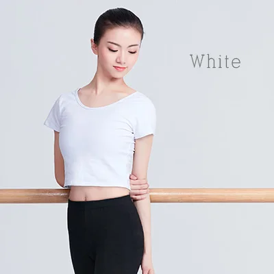 White Girls Crop Top Yoga Wear Short Sleeve Gym Sport Shirt Women Yoga Top Fitness Shirt Solid Color Dance Tops - Цвет: White