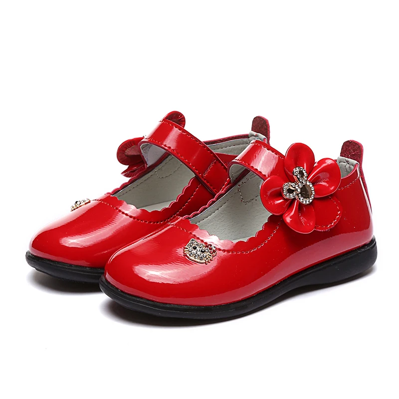 

JY Girls shoes children's performance PU shoes princess Students shoes 21-37 H-802 rose red black TB03