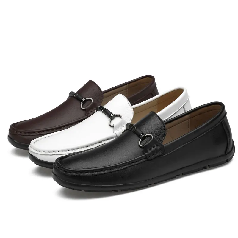2019 Casual Shoes For men Slip on Flats Men's Breathable Man Handmade white genuine leather fashion big sizes 46 | Обувь