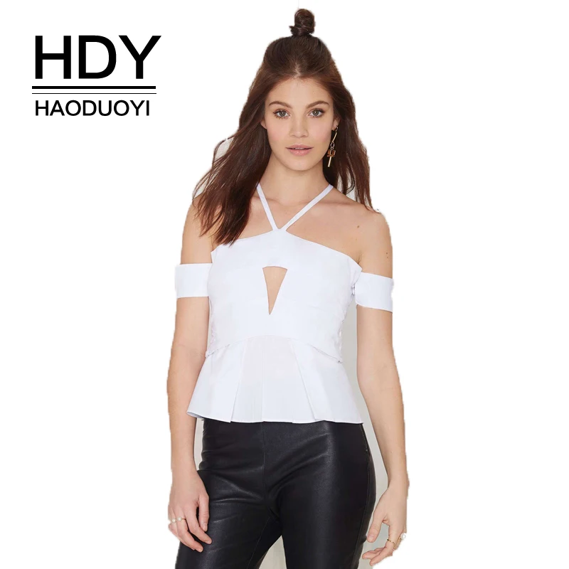 HDY Haoduoyi женский белый сексуальный топ с открытыми плечами и открытой спиной
