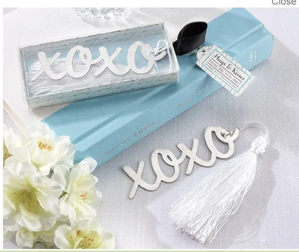 

Beautiful XO Styling Bookmarks with Tassel Metal Book Holder Personalized Wedding Favors and Gifts 100pcs/lot Free shipping