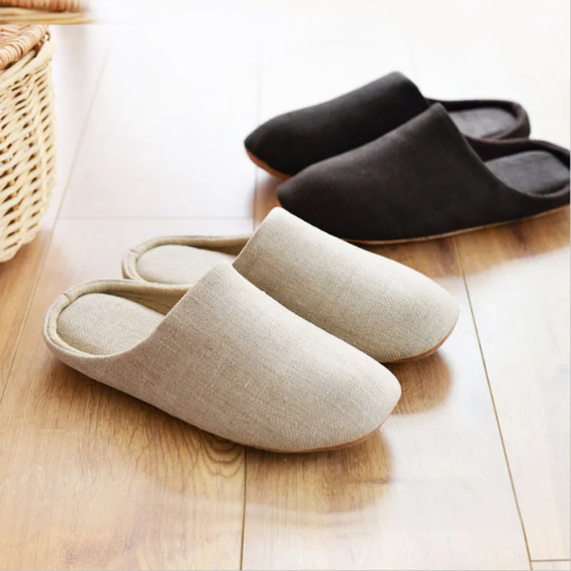 Jron/2017 г. однотонные льняные тапочки из хлопчатобумажной ткани домашняя обувь