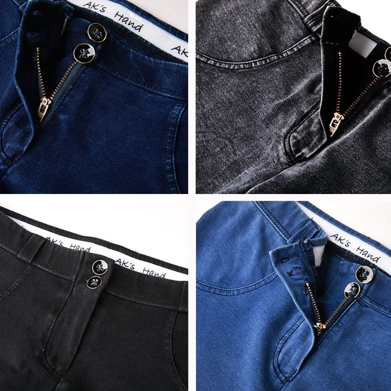 

LIBERJOG Womens Denim Shorts Low Waist Slim Elastic Push Up Hips Skinny Knitted Short Jeans Sexy Stretch Zipper Fitness Female