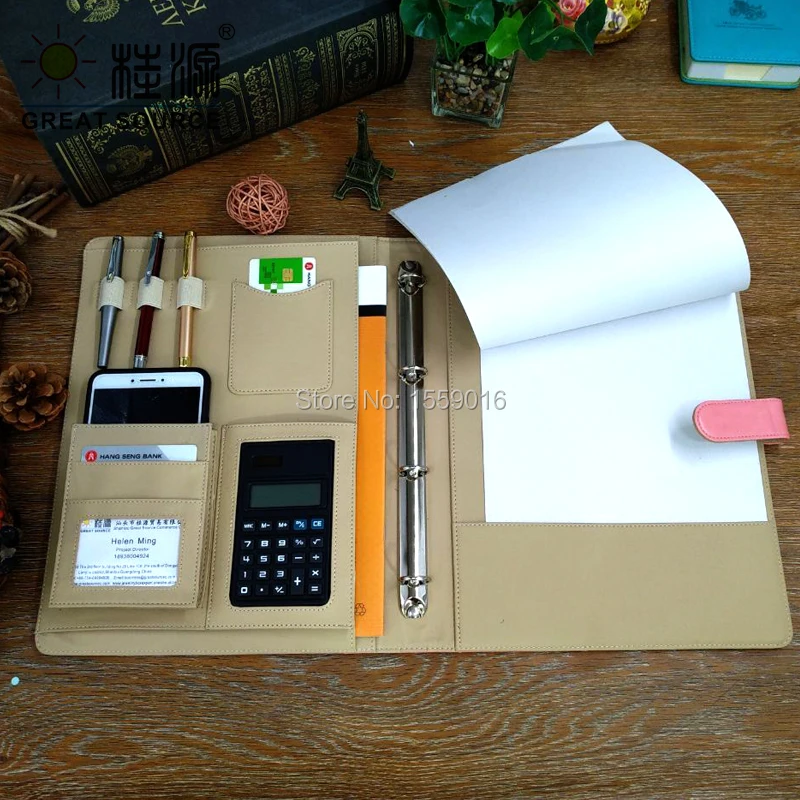 A4 папка для конференций A4 Компендиум Padfolio Магнитный Засов 4 связующее кольцо с 8 цифрами калькулятор