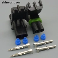 shhworldsea factory sale 2 5mm 100 kit weather pack weatherpack 2 pin sealed wiring waterproof electrical connector plug kit