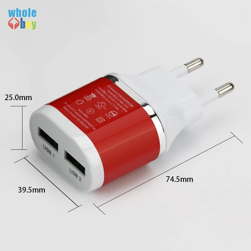 5 в 1A 2A цветное двойное зарядное устройство с двойным USB питанием AC настенное