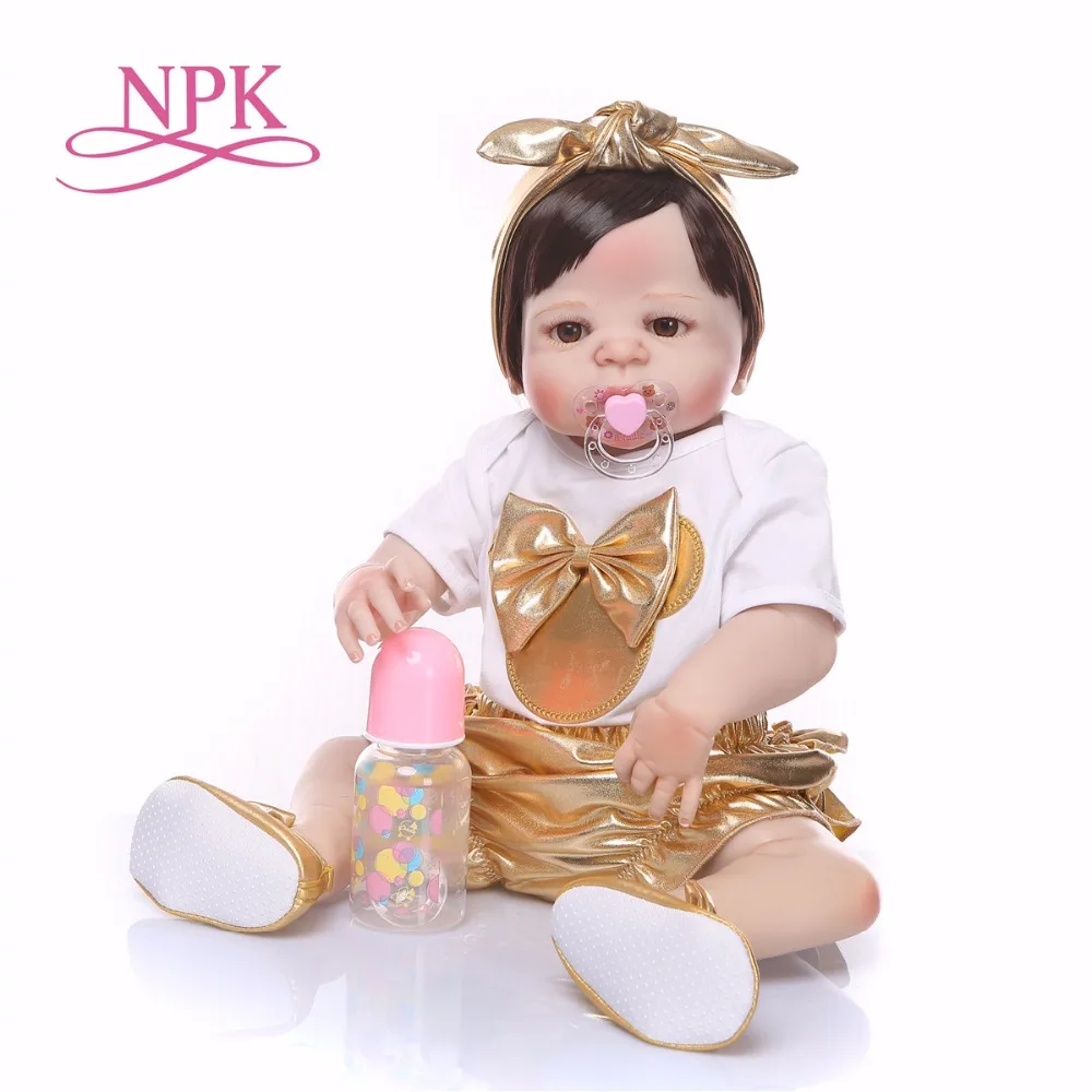 NPK Новое поступление 55 см силиконовая кукла реборн всего тела настоящая жизнь Золотая Детская кукла «Принцесса» подарок для ребенка Рождество gif
