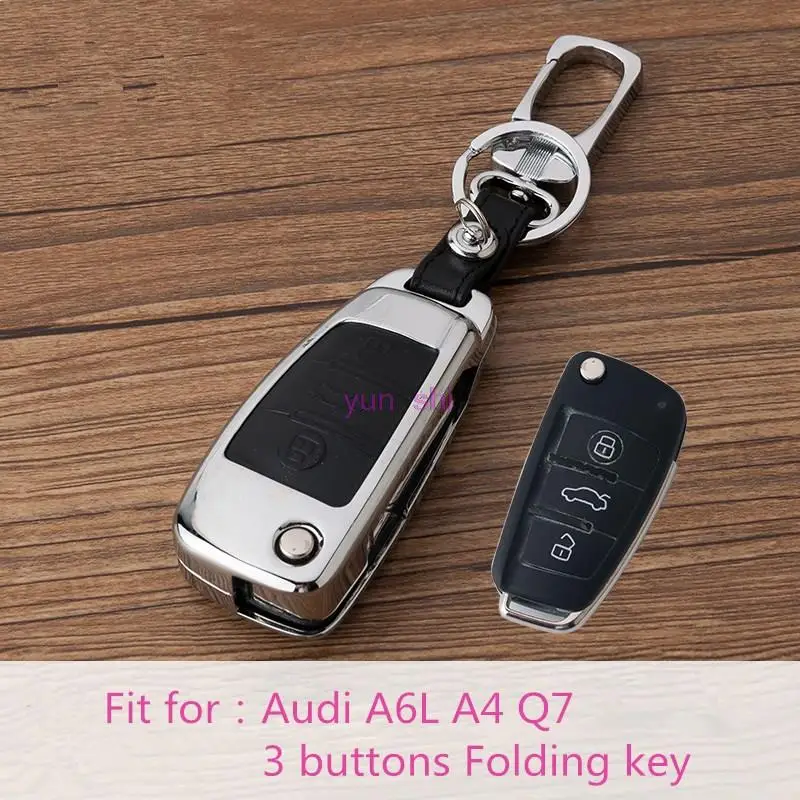 Высококачественный чехол для автомобильных ключей из цинкового сплава и кожи Audi