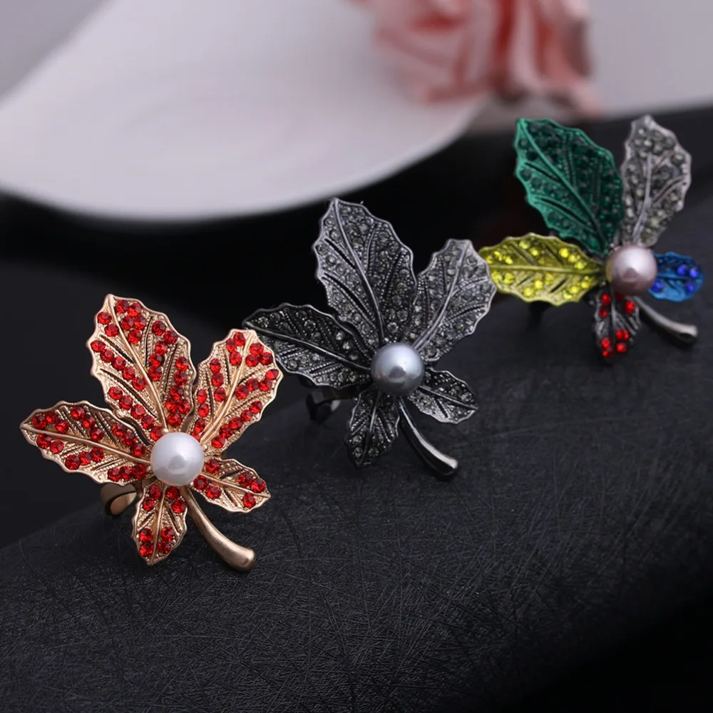 

JUJIE Fashion Leaf Multicolor Crystal Rings Jewelry Dropshipping