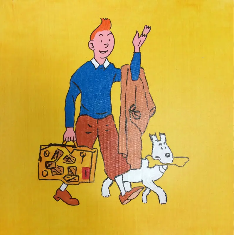 

100%Hand Painted Modern Abstract Cartoon Painting Tin TIn Oil Painting on Canvas Wall Art Pictures for Living Room