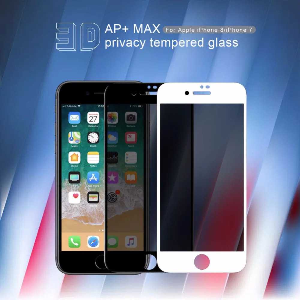 Nilkin для iPhone X 8 7 Plus анти шпион Экран Protector Nillkin 3D AP+ Max с антибликовым покрытием Конфиденциальности закаленное стекло Флим Для iPhone X 8 7
