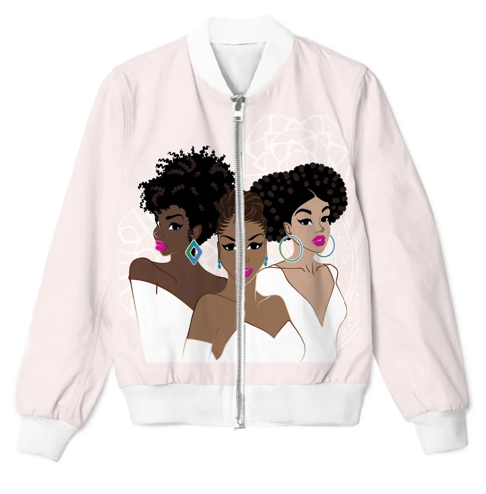 

REAL American SIZE Melanin Natural Hair Beauty high quality 3D Sublimation print Zipper Up Jacket plus size 4XL 5XL 6XL
