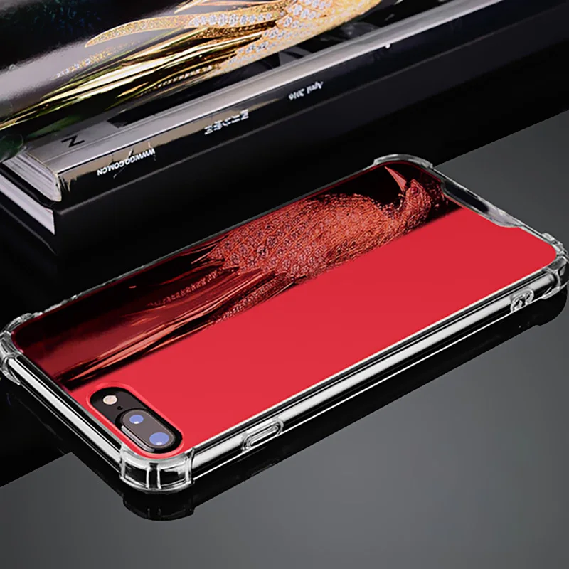 Luxury Mirror Phone Case For iPhone 6 6s 7 8 Plus X Anti-shock Solf TPU Silicone Shockproof Back Cover Full Protect Cases |