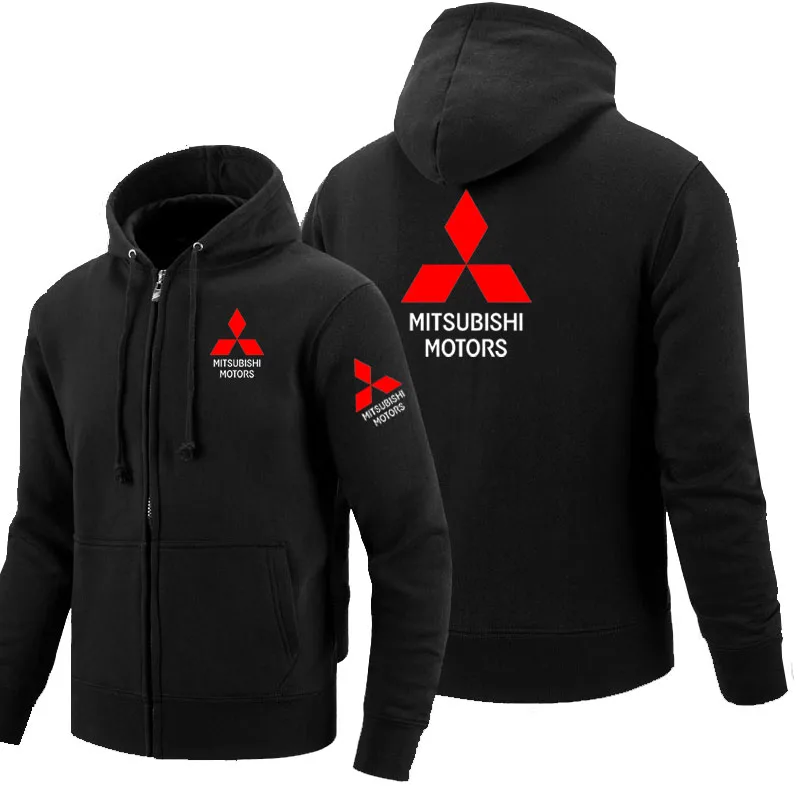 Толстовки на молнии с логотипом Mitsubishi, флисовая толстовка с капюшоном и длинным рукавом, мужская куртка на молнии, толстовка