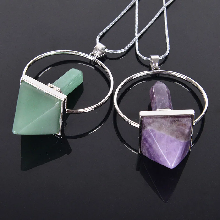 Натуральный подвеска в виде каменного маятника Биолокация шестиугольная Призма