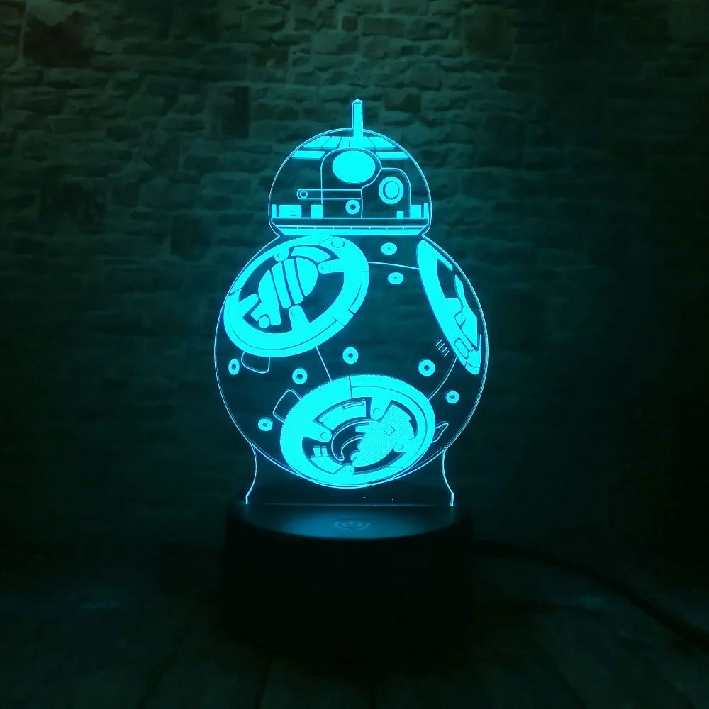 Звездные войны BB-8 шар Робот 3D СВЕТОДИОДНЫЙ Ночник светильник красочный градиент