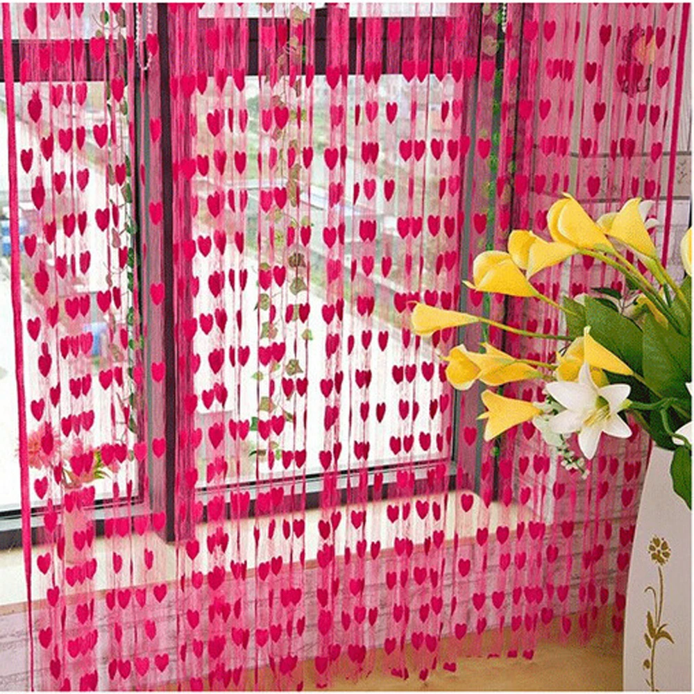 

Modern Romantic heart line door curtain tulle curtain for living room hotel Divider curtains wedding decoration supplies