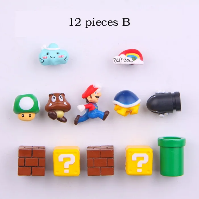 12 Pieces B Супер Марио DIY магнит на холодильник ТВ FC детская игра мультфильм игровой мультфильм 3D коробка льда Пастер ледяная коробка стикер - Цвет: 12 Pieces B