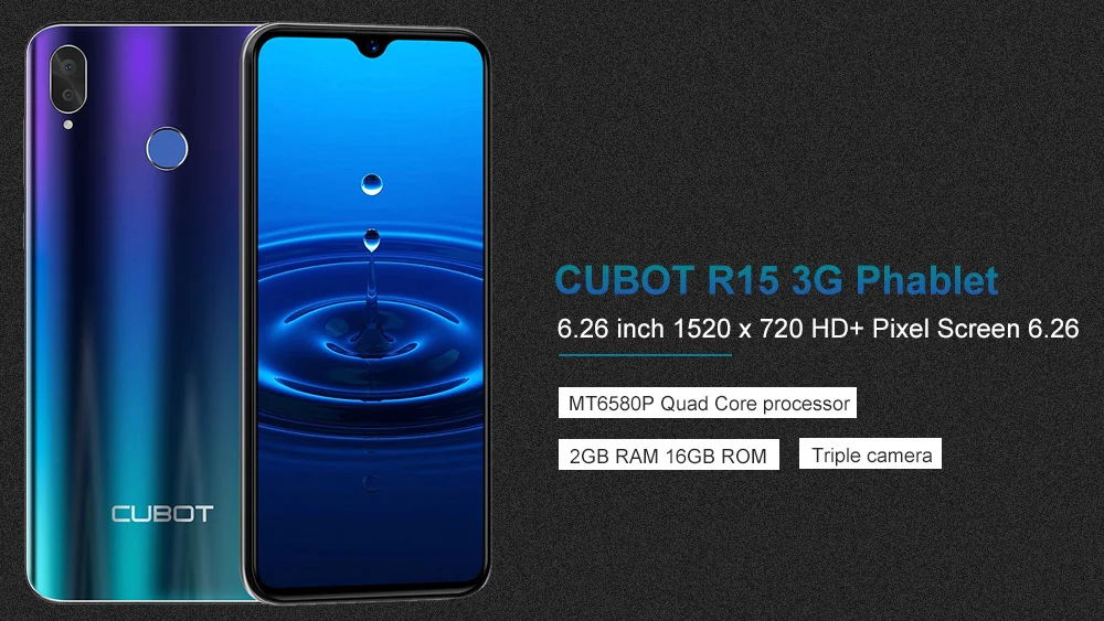 Cubot R15 Android 9,0 19:9 2 Гб 16 Гб MT6580P четырехъядерный смартфон со сканером отпечатков пальцев 6,2" экран капли воды двойная задняя камера Celular