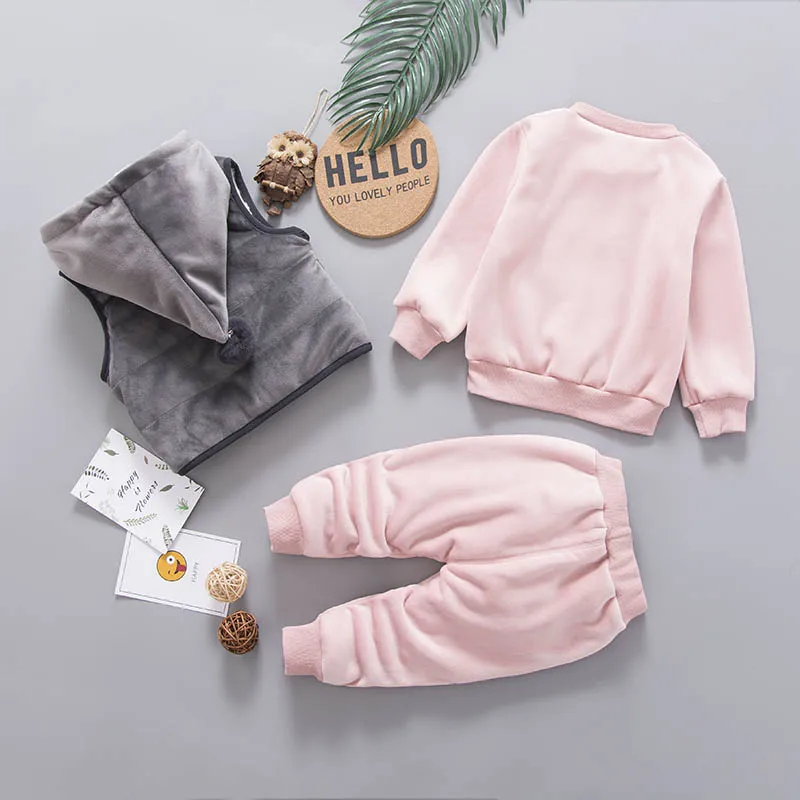 Новый Зимний комплект для девочек детская одежда детские спортивные плотные